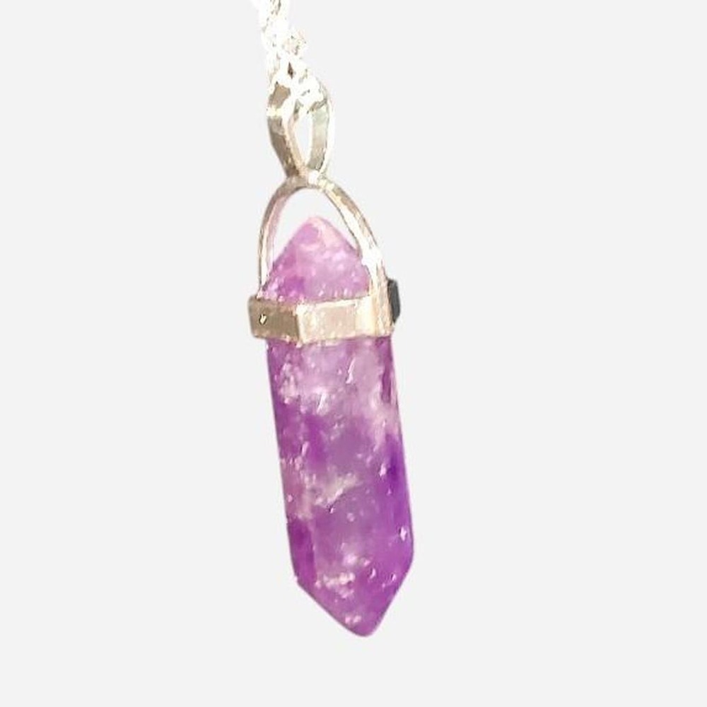 Gorgeous natural purple amethyst crystal point pendant necklace!